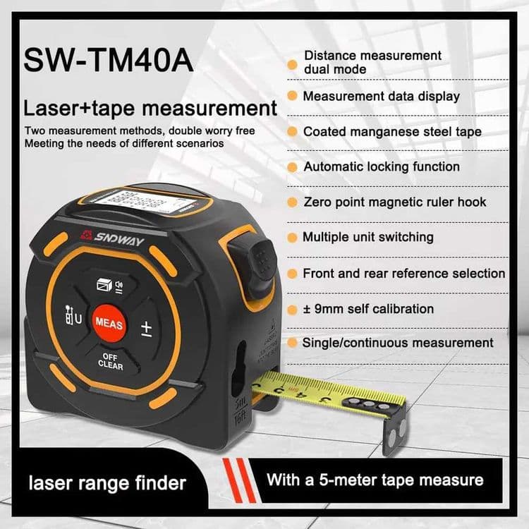 SNDWAY SW-TM40A — 2-in-1 Lazer masofa o‘lchagich + Ruletka — 1