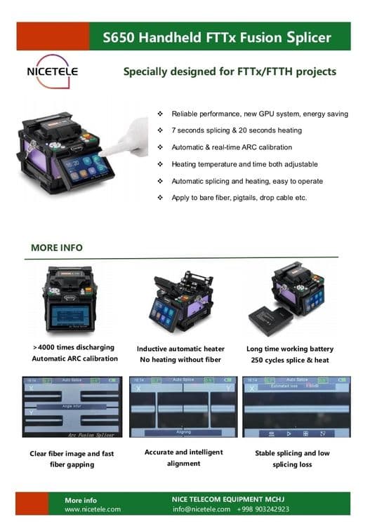 Svarka aparati, S650 Handheld FTTx Fusion Splicer — 1