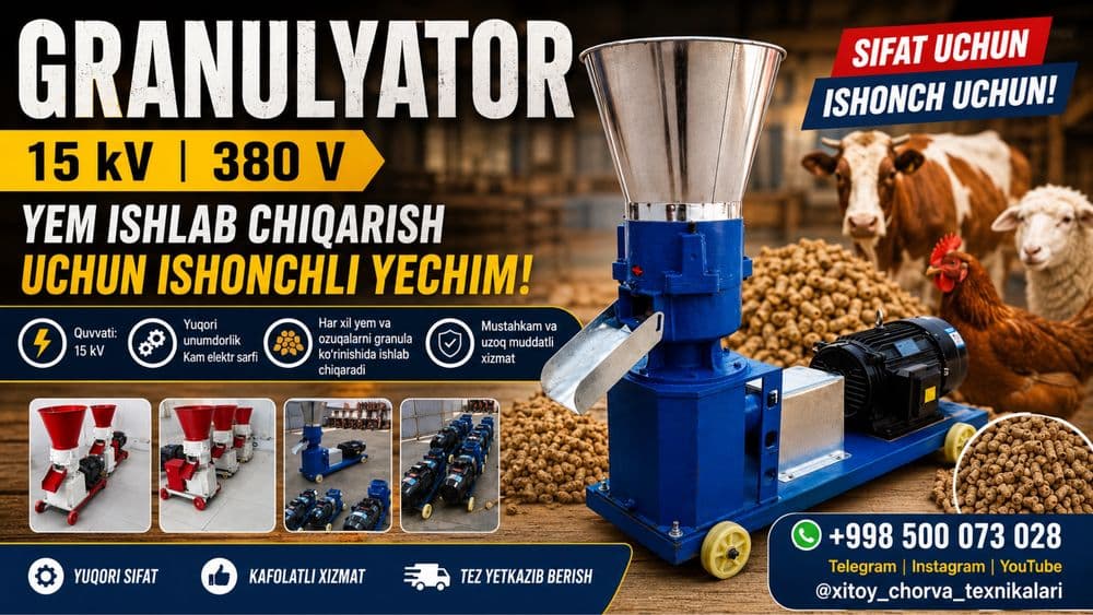 xitoy zavodskoy granulatorlar 380 volt — 1