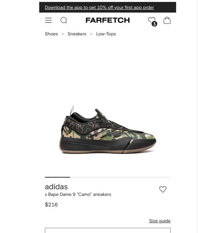 Adidas Dame 9 BAPE. “Camo” 40 размер/ 7Y — 1