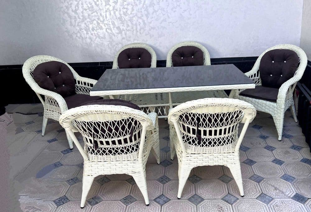 ‼️Премиум Ротанг плетеный стол и стулья, rotang stol stul, на 6 персон — 1