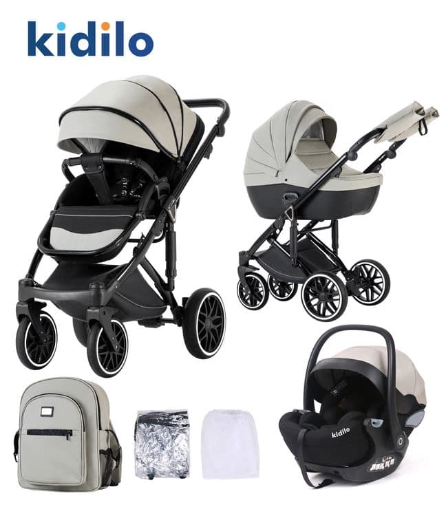 Коляска Kidilo F2+C 3 в 1 — люлька, прогулочный блок и автокресло — 1