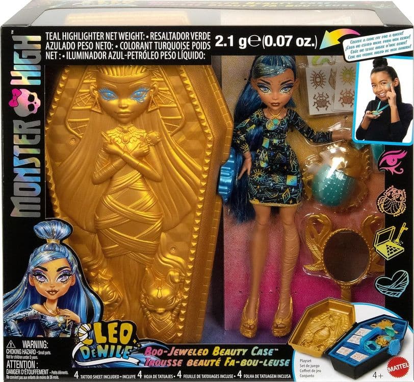 Monster High Doll & Accessories, Cleo De Nile Golden Glam Case Beauty — 1