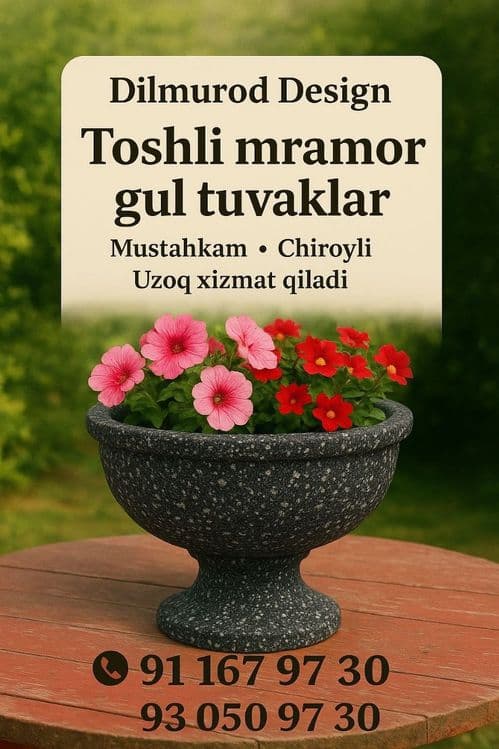 Kashpo mramor va beton gul tuvaklar — 1