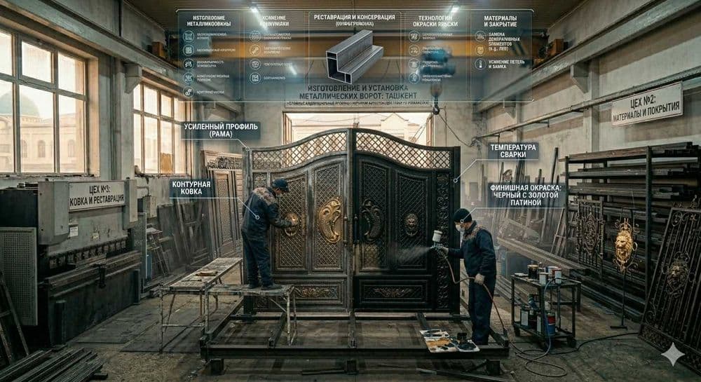 Металлические Железные Ворота, Temir darvoza, Naves, Навесы, Решетка — 1