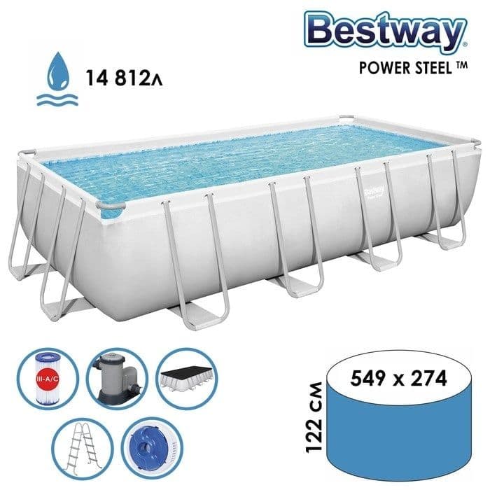 Каркасный бассейн 5,49 × 2,74 × 1,22 Basseyn. Intex. Bestway.Karkasniy — 1