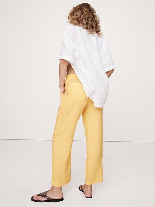 Лен брюки укороченные banana republic s-m+ футболка — 1