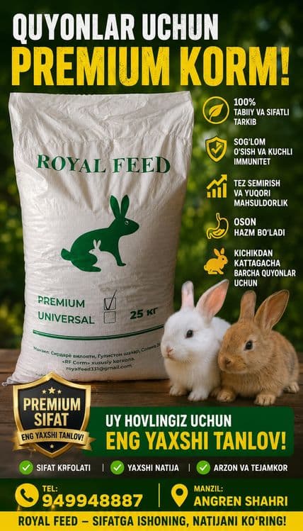 ROYAL FEED PREMIUM -quyonlar uchun masus korm, 25 kg lik qopda — 1