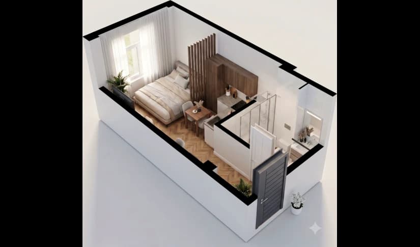 1 xonali kvartira, 23 m² — Sohil qasri — 1