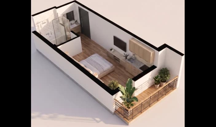 1 xonali kvartira, 27 m² — Sohil qasri — 1