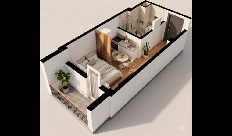 1 xonali kvartira, 26 m² — Sohil qasri — 1