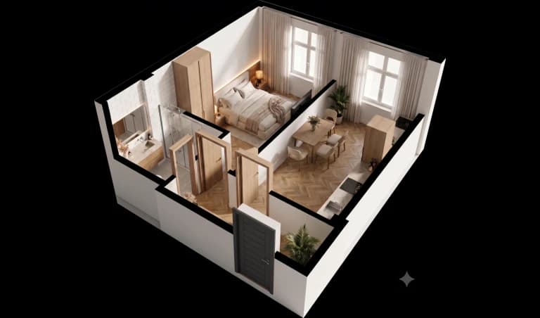 1 xonali kvartira, 43 m² — Sohil qasri — 1