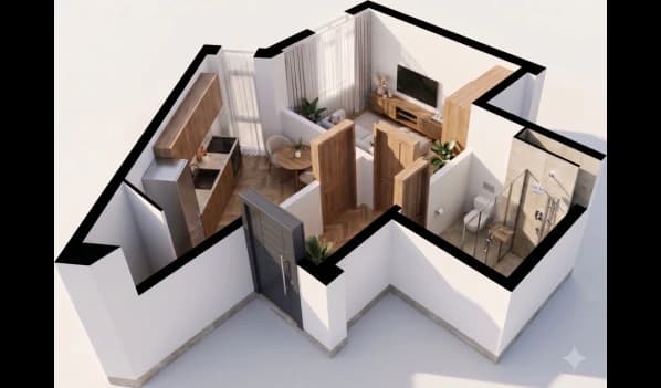1 xonali kvartira, 34 m² — Sohil qasri — 1