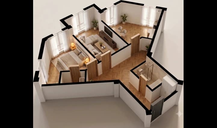 2 xonali kvartira, 76 m² — Sohil qasri — 1