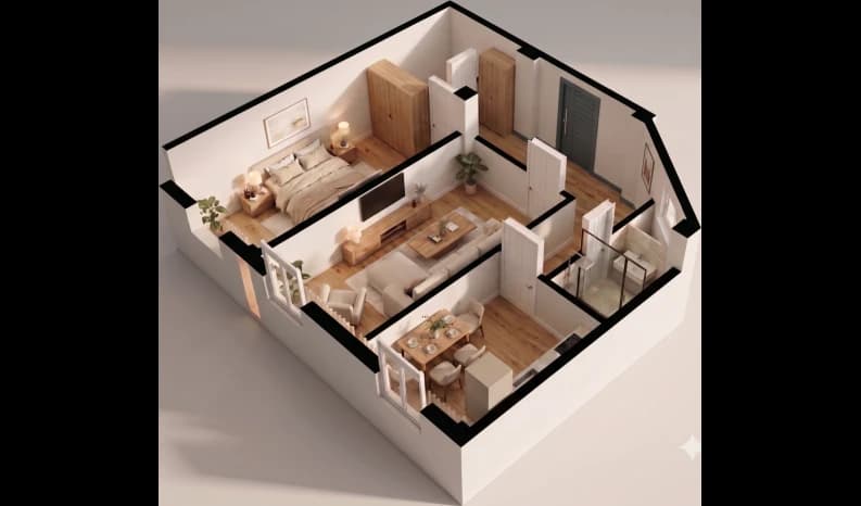 2 xonali kvartira, 70 m² — Sohil qasri — 1