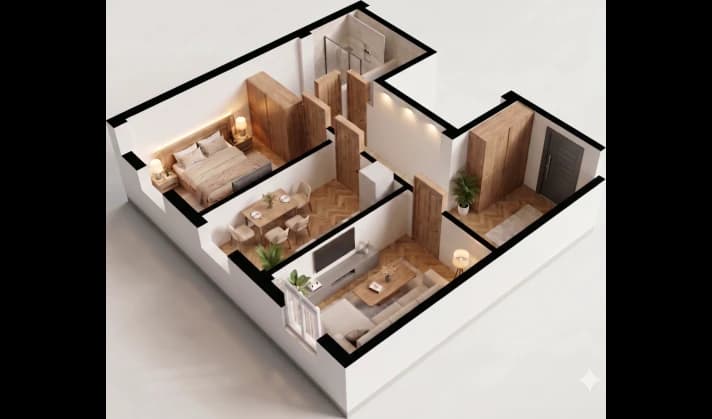 2 xonali kvartira, 64 m² — Sohil qasri — 1