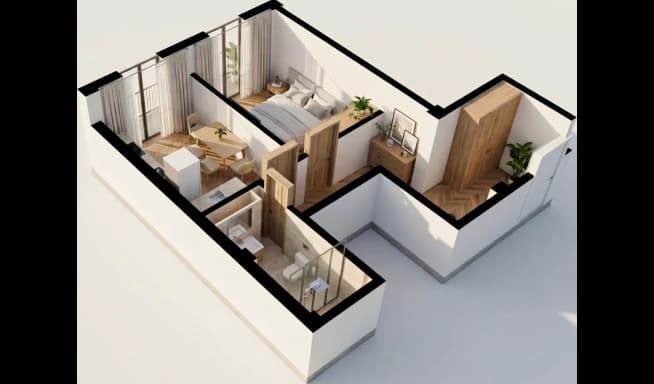 1 xonali kvartira, 45 m² — Sohil qasri — 1