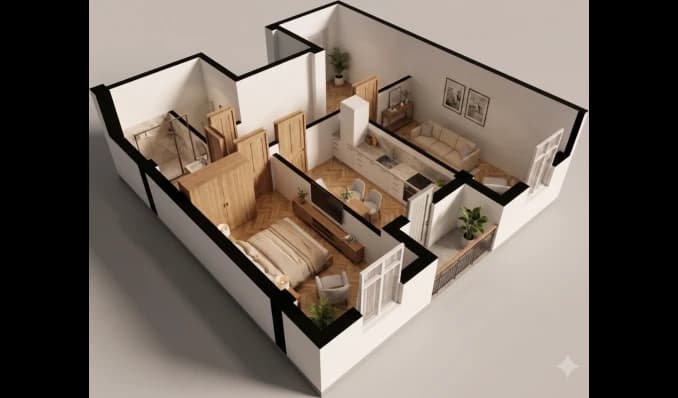 2 xonali kvartira, 73 m² — Sohil qasri — 1