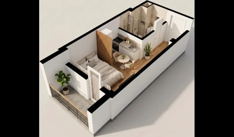 1 xonali kvartira, 26 m² — Sohil qasri — 1