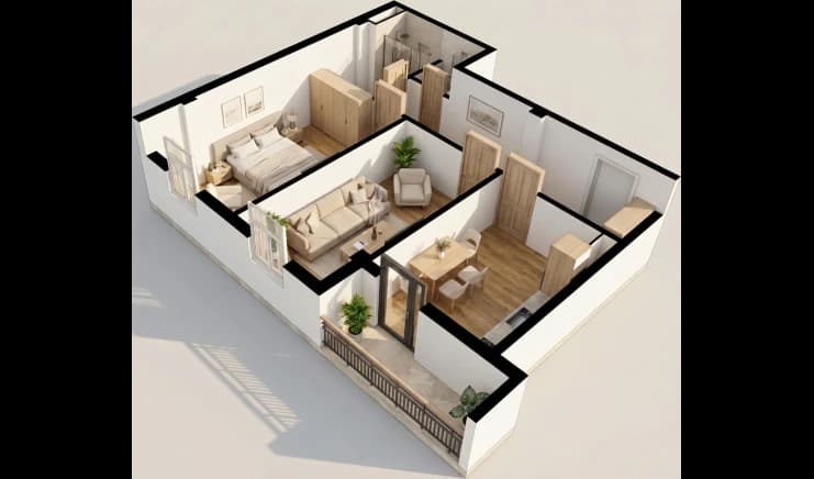 2 xonali kvartira, 73 m² — Sohil qasri — 1