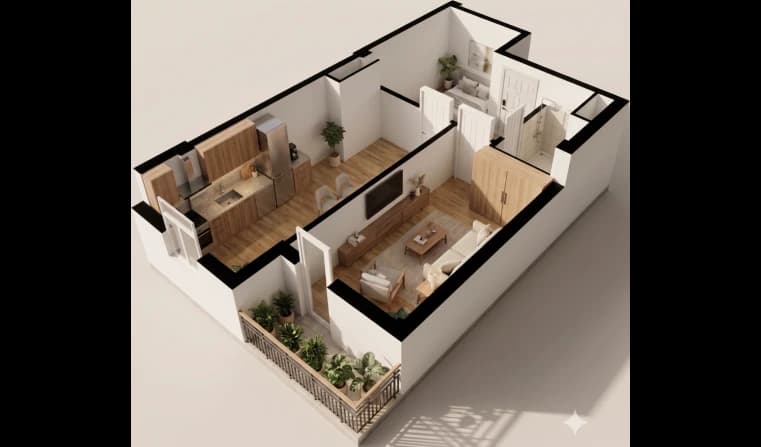 1 xonali kvartira, 55 m² — Sohil qasri — 1